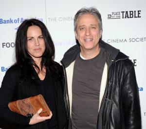 Jon Stewart with his wife