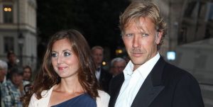 Mikael Persbrandt with his girlfriend