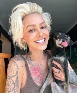 Tina Louise with her pet dog