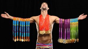 With his medals