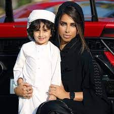Sara Al Madani with her son