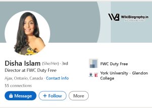 Disha Islam LinkedIn profile