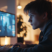 Young Man Playing Video Games on Dual Monitors, Highlighting Potential Side Hustles for Gamers