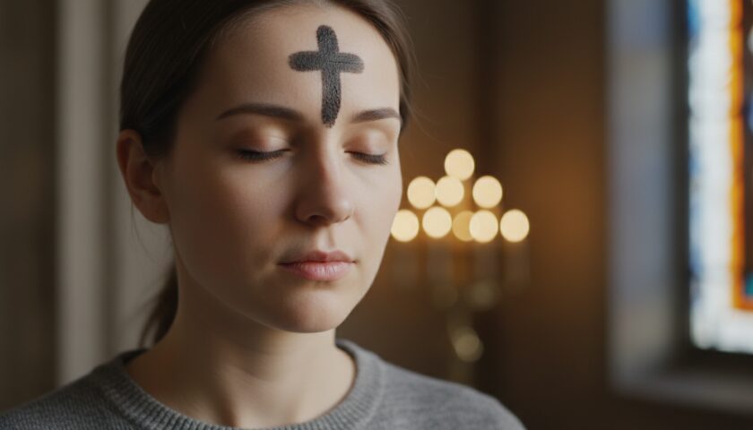 cross mark on forehead