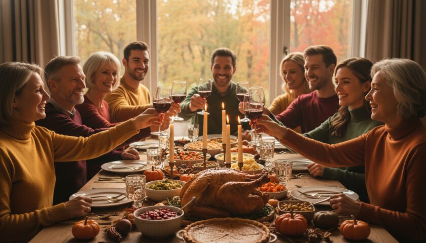 family and friends gathering for thanksgiving