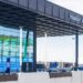 Frankfurt Airport terminal exterior with cars outside the entrance